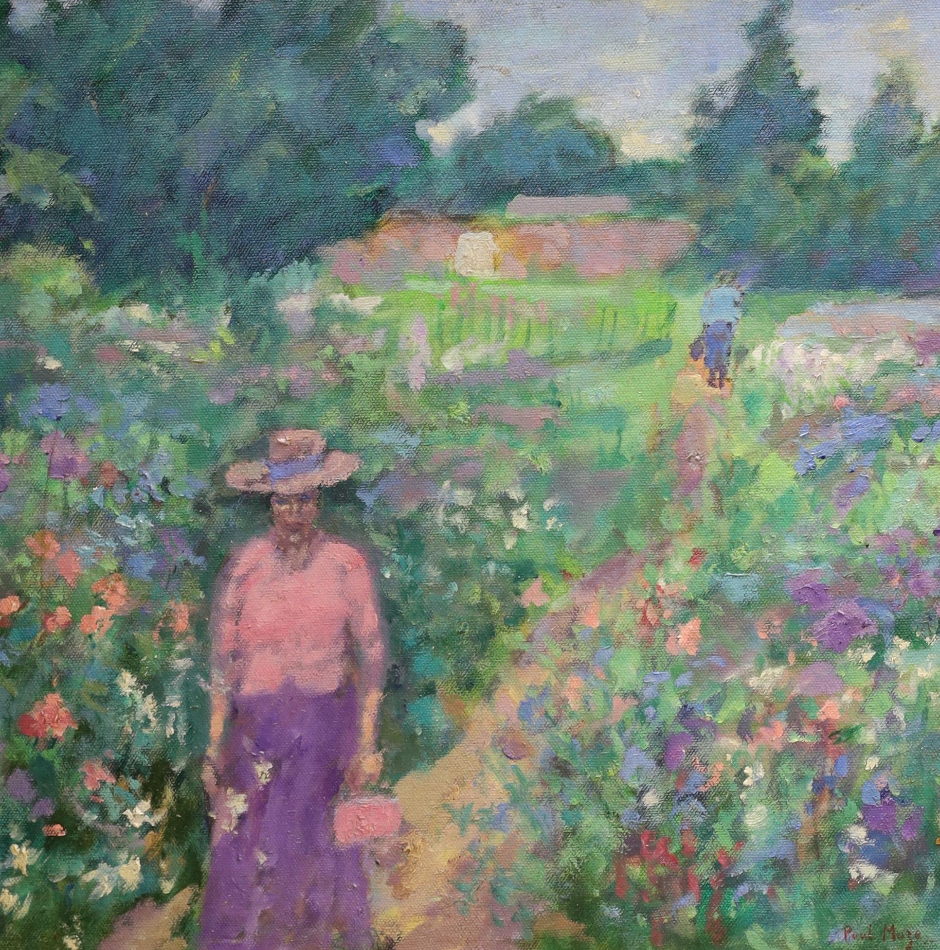 After Paul Maze, oil on board, Figures in a garden, bears signature, 37 x 37cm